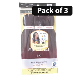 (Pack of 3) Kuknus Braid Professional 3X 12inches T1BBUR