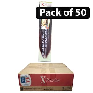 (Pack of 50) Xpression Ultra Braid 2X Pre Stretched T1B-BUG(Pack of 50) Xpression Ultra Braid 2X Pre Stretched T1B-BUG