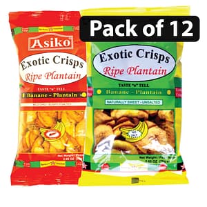(Pack of 12-6 Red, 6 Green) Asiko Exotic Mixed Crisps Ripe Plantain 75g