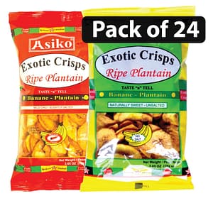 (Pack of 24-12 Red, 12 Green) Asiko Exotic Mixed Crisps Ripe Plantain 75g