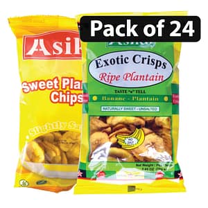 (Pack of 24-12 Yellow, 12 Green) Asiko Exotic Mixed Crisps Ripe Plantain 75g