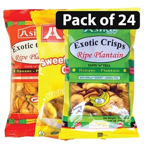 (Pack of 24-8 Red, 8 Yellow, 8 Green) Asiko Exotic Mixed Crisps Ripe Plantain 75g