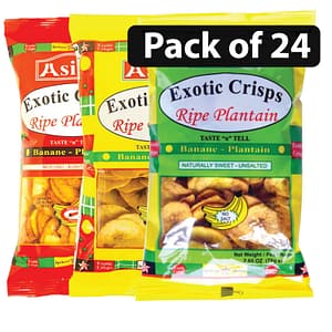 (Pack of 24-8 Red, 8 Yellow, 8 Green) Asiko Exotic Mixed Crisps Ripe Plantain 75g
