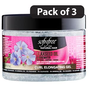 (Pack of 3) SofnFree Flaxseed Oil & Rosewater Curl Elongating Gel 325ml