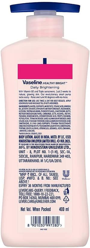 Vaseline Non Greasy Daily Brightening Body Lotion 600ml (2) back