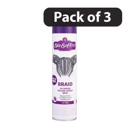 (Pack of 3) Sta-Sof-Fro Braid Hi Sheen Polish Spray Mist 325ml (Pack of 3) Sta-Sof-Fro Braid Hi Sheen Polish Spray Mist 325ml