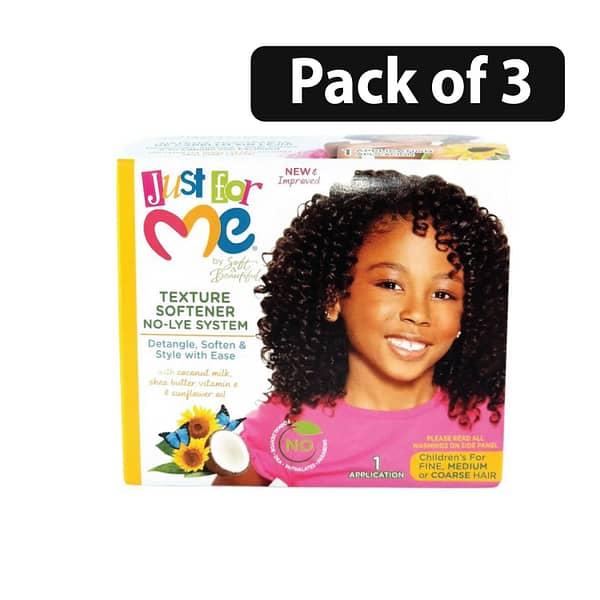 (Pack of 3) Soft & Beautiful Just For Me Texture Softener No-Lye System for Fine Medium Hair