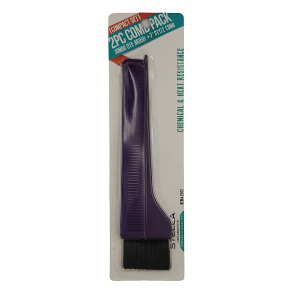 Stella Compact Set 2PC Comb Pack Jumbo Dye Brush + 7'' Style Comb 2502