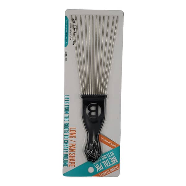 Stella Long/Pan Shape Metal Pik Styling Comb 2411