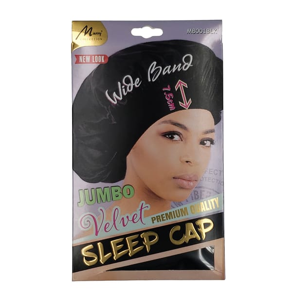 Murry Wide Band Jumbo Velvet Sleep Cap M8001BLK