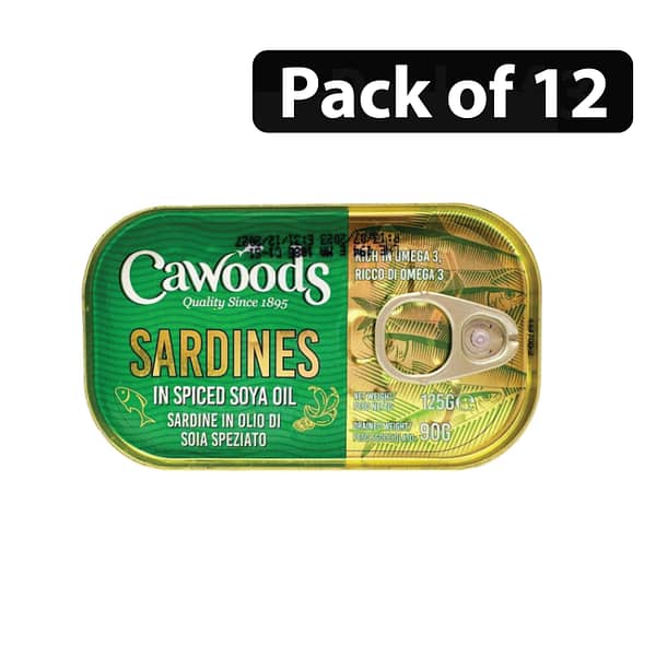 (Pack of 12)Cawoods Sardines In Oil 125g In Spiced Soya Oil