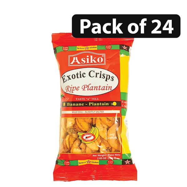 (Pack of 24) Asiko Exotic Crisps Ripe Plantain Mild Chilli 75g n