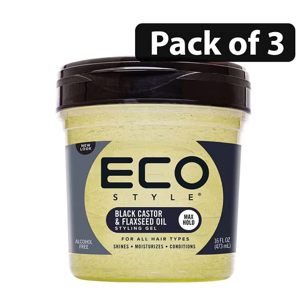 (Pack of 3) Eco Black Castor & Flaxseed Oil Gel 16oz