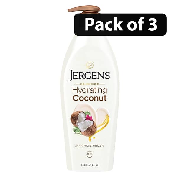 (Pack of 3) Jergens Hydrating Coconut Moisturizer For Visible Soft Skin 16.8oz