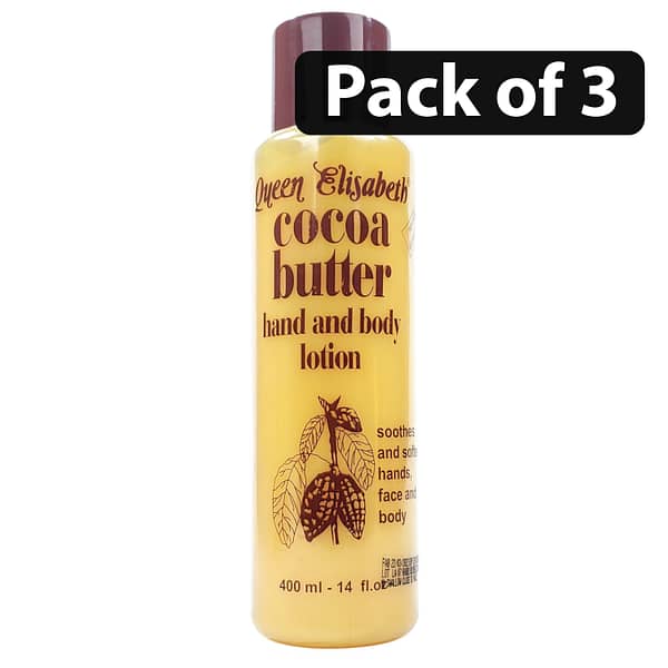(Pack of 3) Queen Elisabeth Cocoa Butter Hand and Body Lotion 400ml