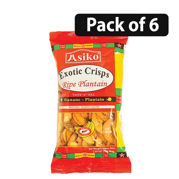 (Pack of 6) Asiko Exotic Crisps Ripe Plantain Mild Chilli 75g N