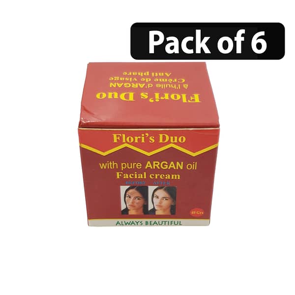 (Pack of 6) Flori's Duo Facial Cream With Pure Argan Oil 40g