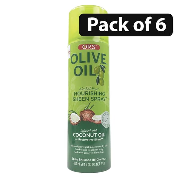 (Pack of 6) ORS Olive Oil Nourishing Sheen Spray Infused With Coconut Oil 10oz