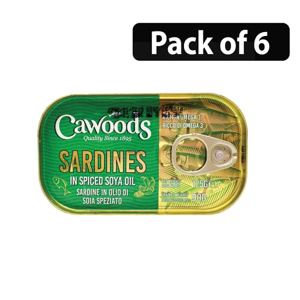 (Pack of 6)Cawoods Sardines In Oil 125g In Spiced Soya Oil