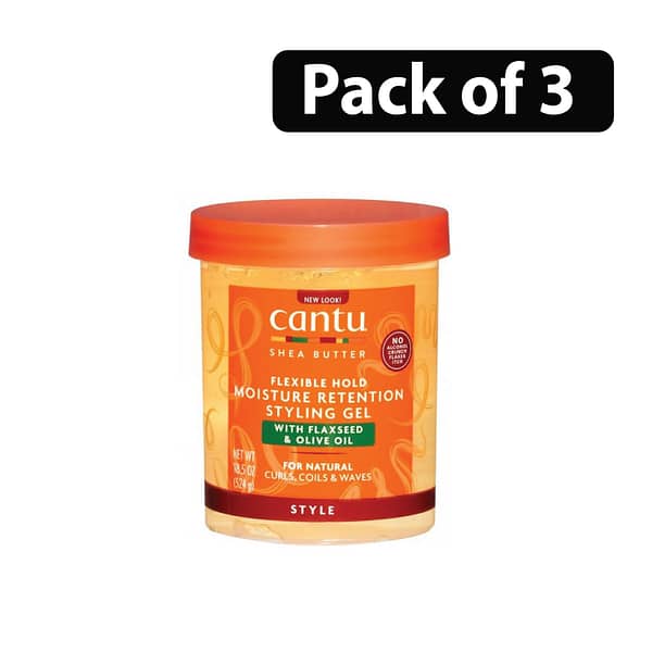 (Pack of 3) Cantu Shea Butter Maximum Hold Moisture Retention Styling Gel 18.5oz (2)