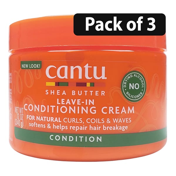 (Pack of 3) Cantu Shea Butter for Natural Hair Leave-In Conditioning Cream 12oz