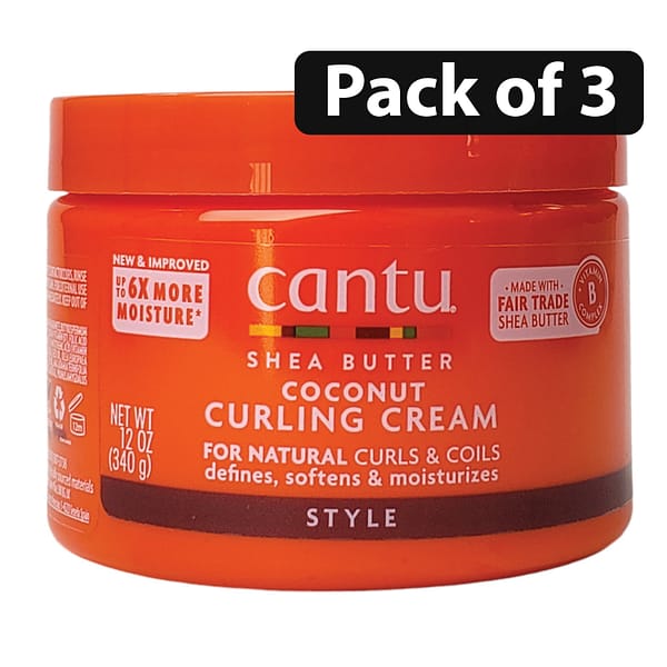 (Pack of 3) Cantu shea butter for Natural Hair Coconut Curling 12oz