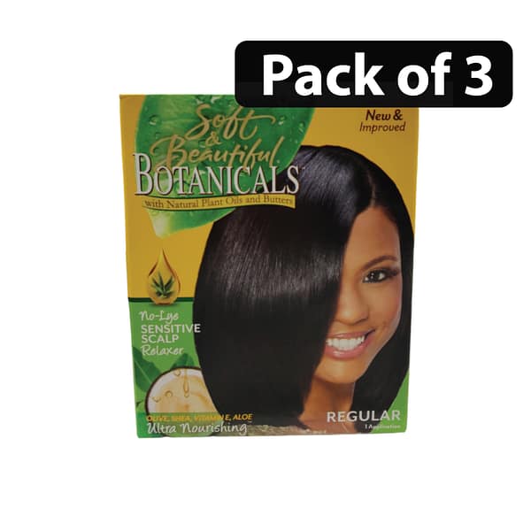 (Pack of 3) Soft & Beautiful Botanicals No Lye Relaxer Regular