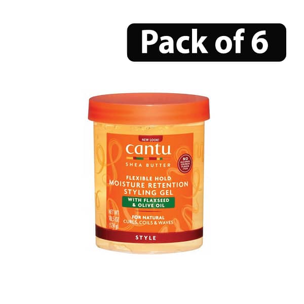 (Pack of 6) Cantu Shea Butter Maximum Hold Moisture Retention Styling Gel 18.5oz