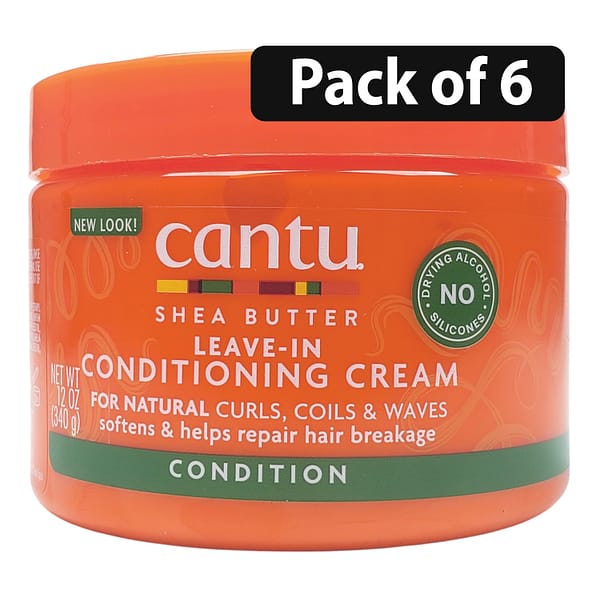 (Pack of 6) Cantu Shea Butter for Natural Hair Leave-In Conditioning Cream 12oz