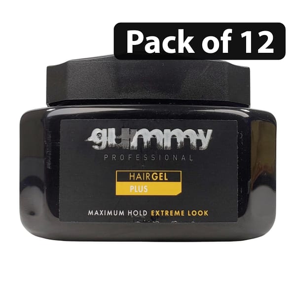 (Pack of 12) Gummy Hair Gel Plus Maximum Hold Extreme Look 500ml