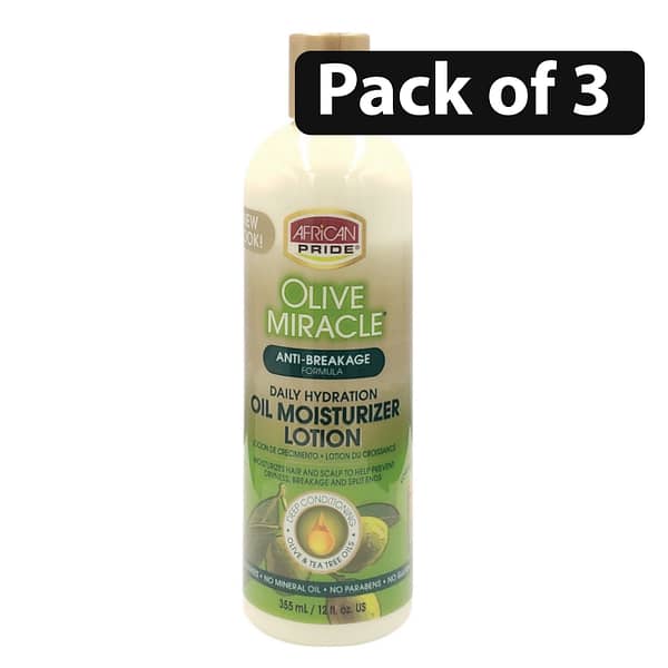 (Pack of 3) African Pride Olive Miracle Anti-Breakage Moisturizer Lotion 355ml