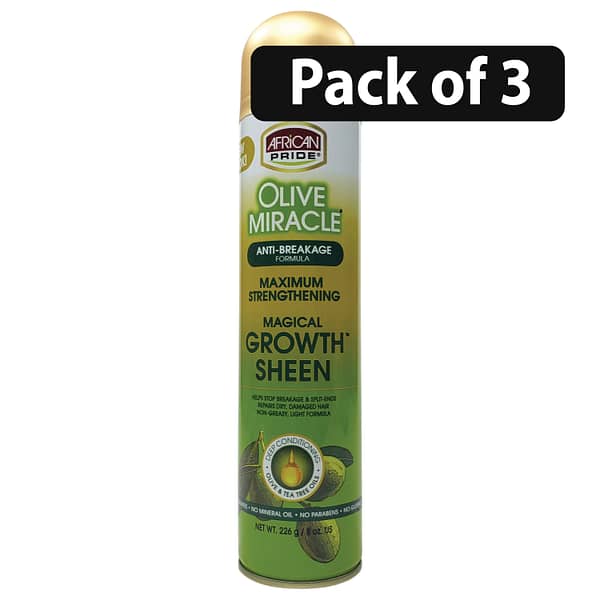 (Pack of 3) African Pride Olive Miracle Magical Growth Sheen Spray 8oz