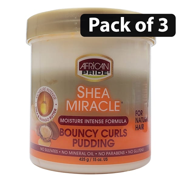 (Pack of 3) African Pride Shea Miracle Bouncy Curls Pudding 15oz