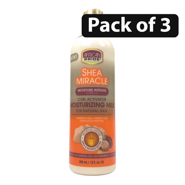 (Pack of 3) African Pride Shea Miracle Silky Curls Moisturizer for Natural Hair 12oz