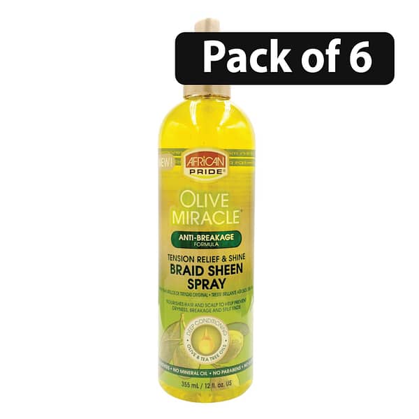 (Pack of 6) African Pride Olive Miracle Anti-Breakage Braid Sheen Spray 12oz