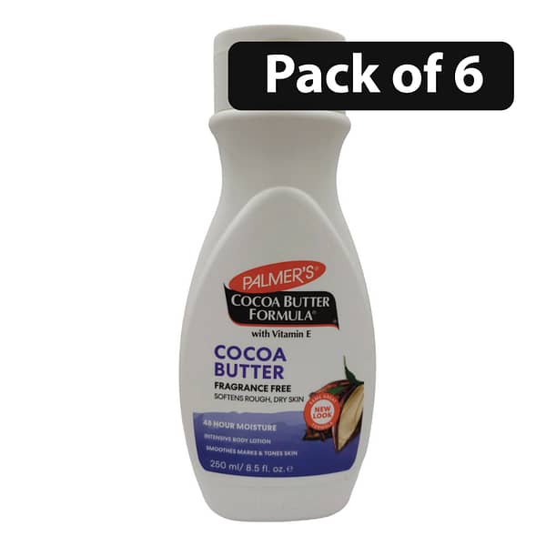 (Pack of 6) Palmer's Cocoa Butter Fragrance Free Intensive Body Lotion 250ml8.5oz