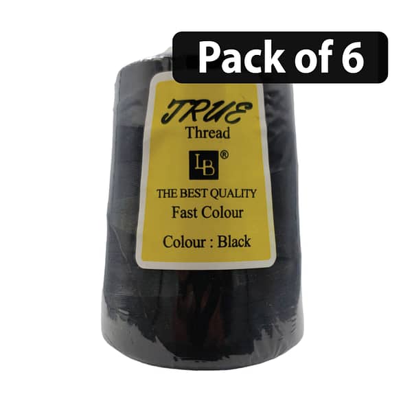 (Pack of 6) True Thread Big Black Colour TB001