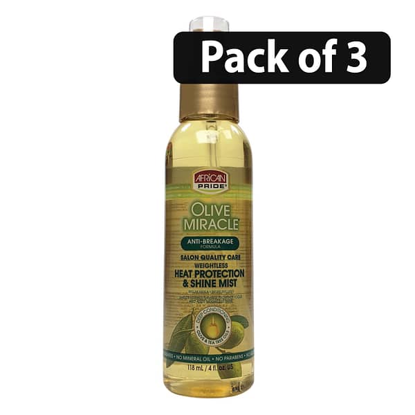 (Pack of 3) African Pride Olive Miracle Heat Protection & Shine Mist 4oz