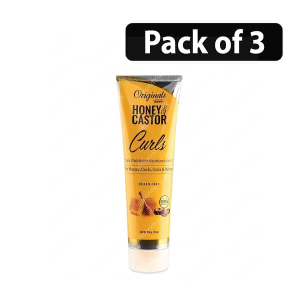 (Pack of 3) Africa's Best Honey & Castor Curls For Natural Curls,Coils & Wave 10oz