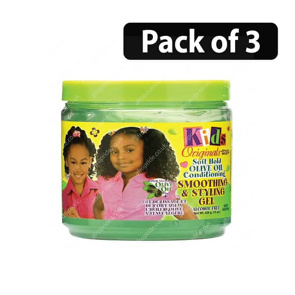 (Pack of 3) Africa's Best Kids Organics Soft Hold Olive Oil Smoothing & Styling Gel 15oz