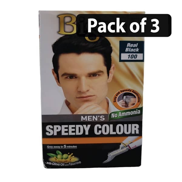 (Pack of 3) Bigen Men's Speedy Colour Permanent Hair Colour 100