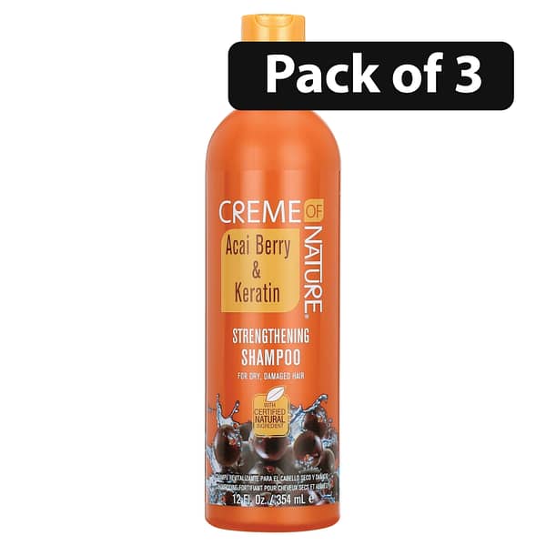 (Pack of 3) Creme Of Nature Acai Berry & Keratin Strengthening Shampoo 12fl.oz