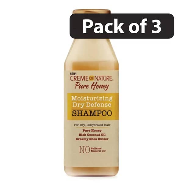 (Pack of 3) Creme of Nature Moisturizing Dry Defence Pure Honey Shampoo 12oz
