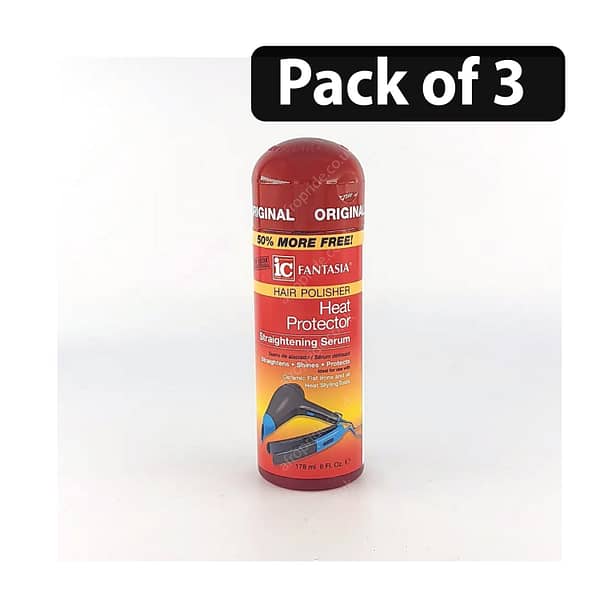 (Pack of 3) Fantasia IC Hair Polisher Heat Protector Straightening Serum 6oz