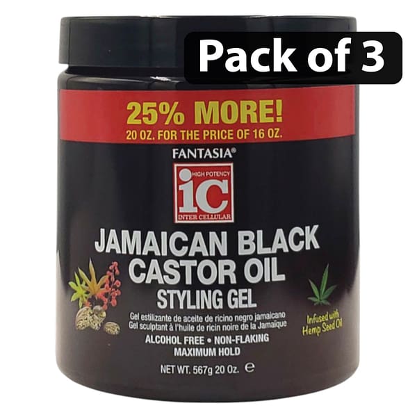 (Pack of 3) Fantasia Jamaican Black Castor Oil Styling Gel 20oz