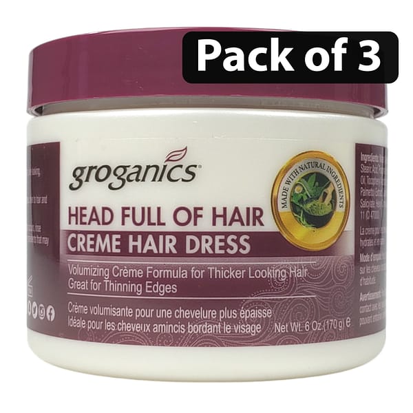 (Pack of 3) Groganics Head Full Of Hair Volumizing Creme HairDress 6oz