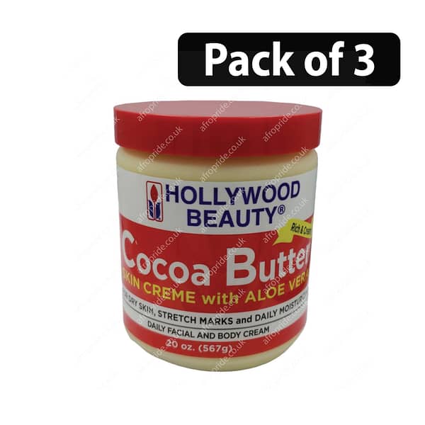 (Pack of 3) Hollywood Beauty Cocoa Butter Skin Cream with Aloe Vera 20oz