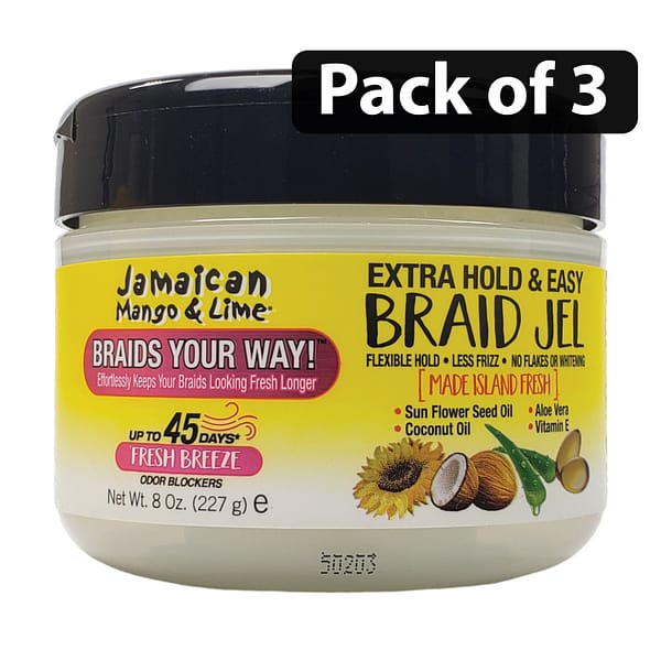 (Pack of 3) Jamaican Mango & Lime Extra Hold & Easy Braid Jel 8oz