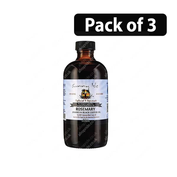 (Pack of 3) Sunny Isle Jamaican Black Castor Oil 8Fl.oz Rosemary
