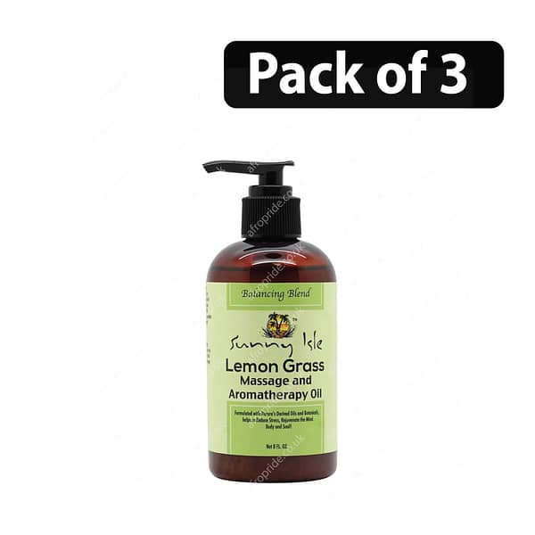 (Pack of 3) Sunny Isle Lemon Grass Massage And Aromatherapy Oil 8oz